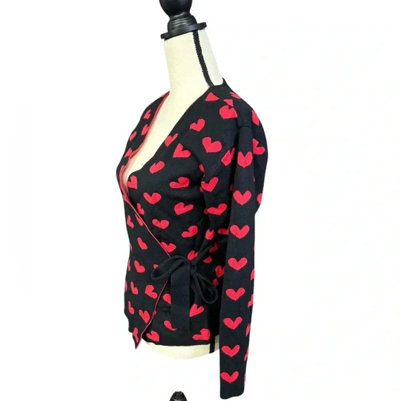 Revolve Lovers + Friends Loved Wrap Top Heart Sweater Small - Picture 3 of 10